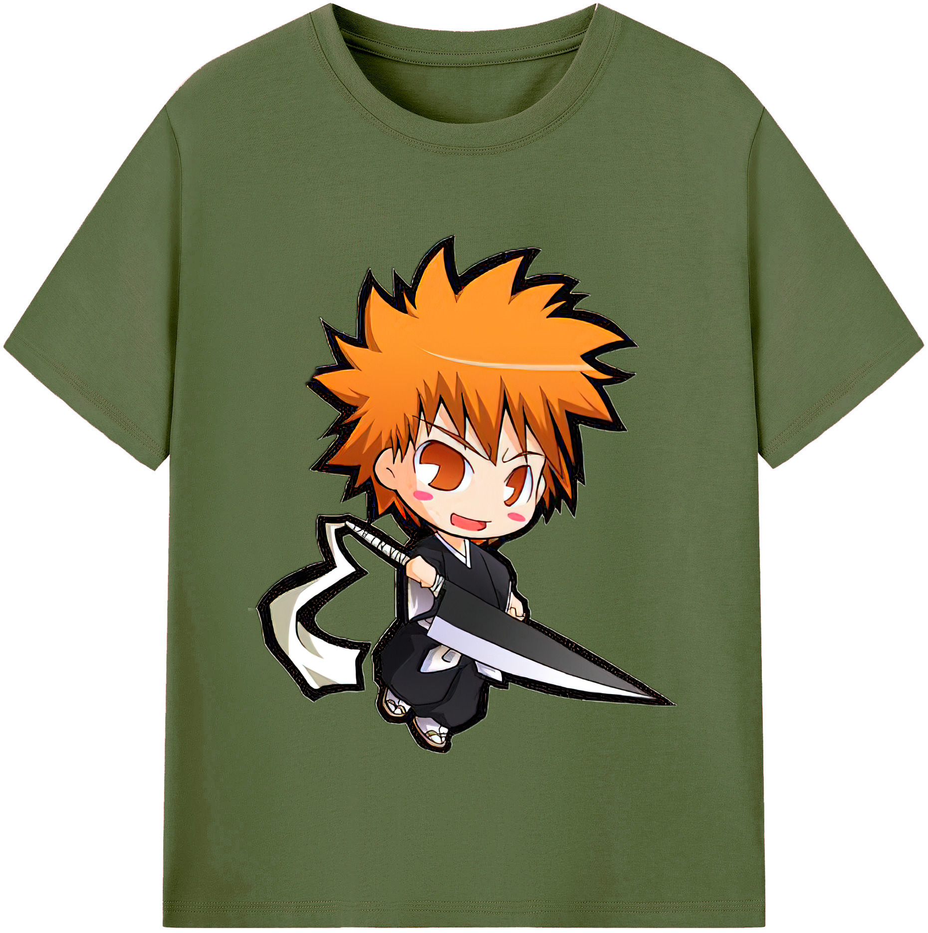 （画像用） ブリーチ 黒崎一護（くろさき いちご）BLEACH Kurosaki Ichigo 綿100％半袖Tシャツ（フロントプリント）